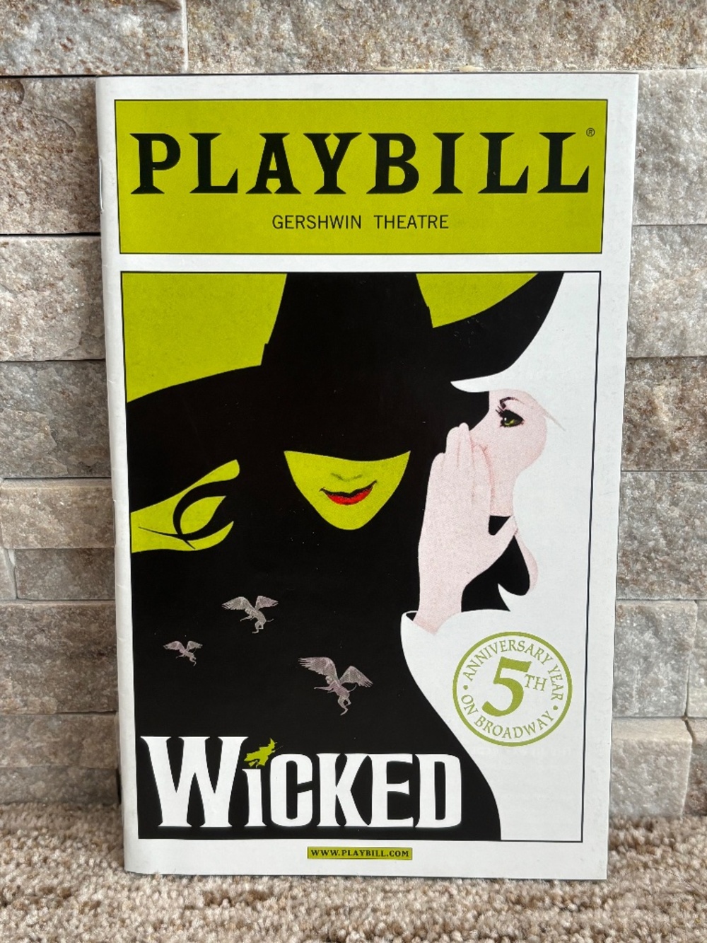 Wicked 5 Year Anniversary On Broadway ”Green Edition” Playbill